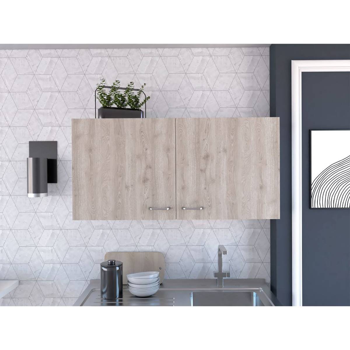 FM FURNITURE Rocco Light Grey Wall Cabinet