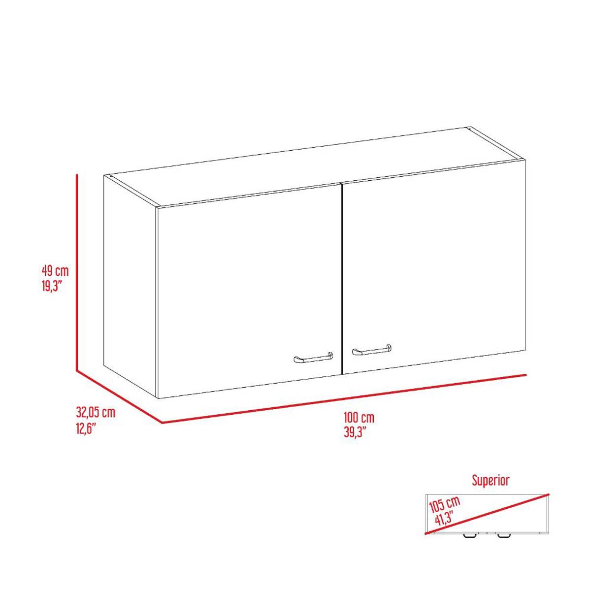 FM FURNITURE Rocco Light Grey Wall Cabinet