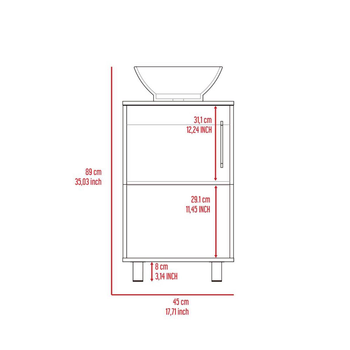 FM FURNITURE Malibu Single Drawer Bathroom Vanity