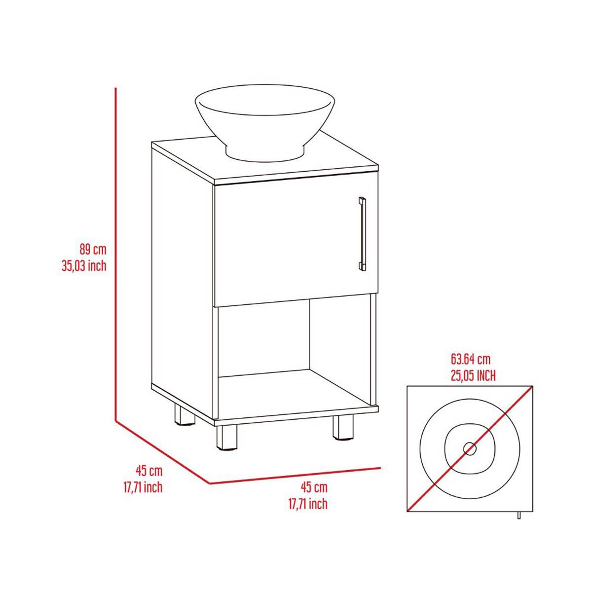 FM FURNITURE Malibu Single Drawer Bathroom Vanity