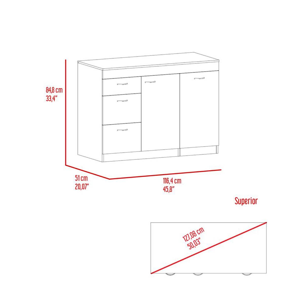 FM FURNITURE Joliet Two-Tone Kitchen Base Cabinet