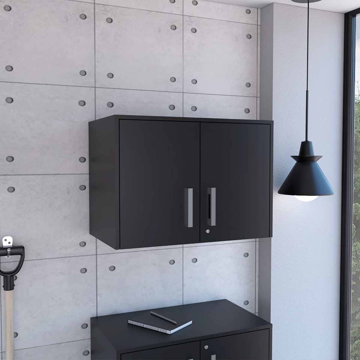 FM FURNITURE Penny Black Storage Wall Cabinet