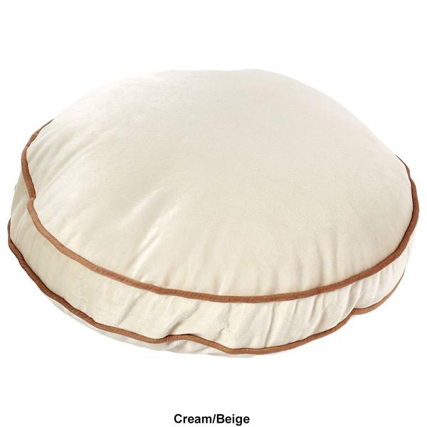 Velvet w/ Contrasting Piping Round Decorative Pillow - 14x14 alternate view