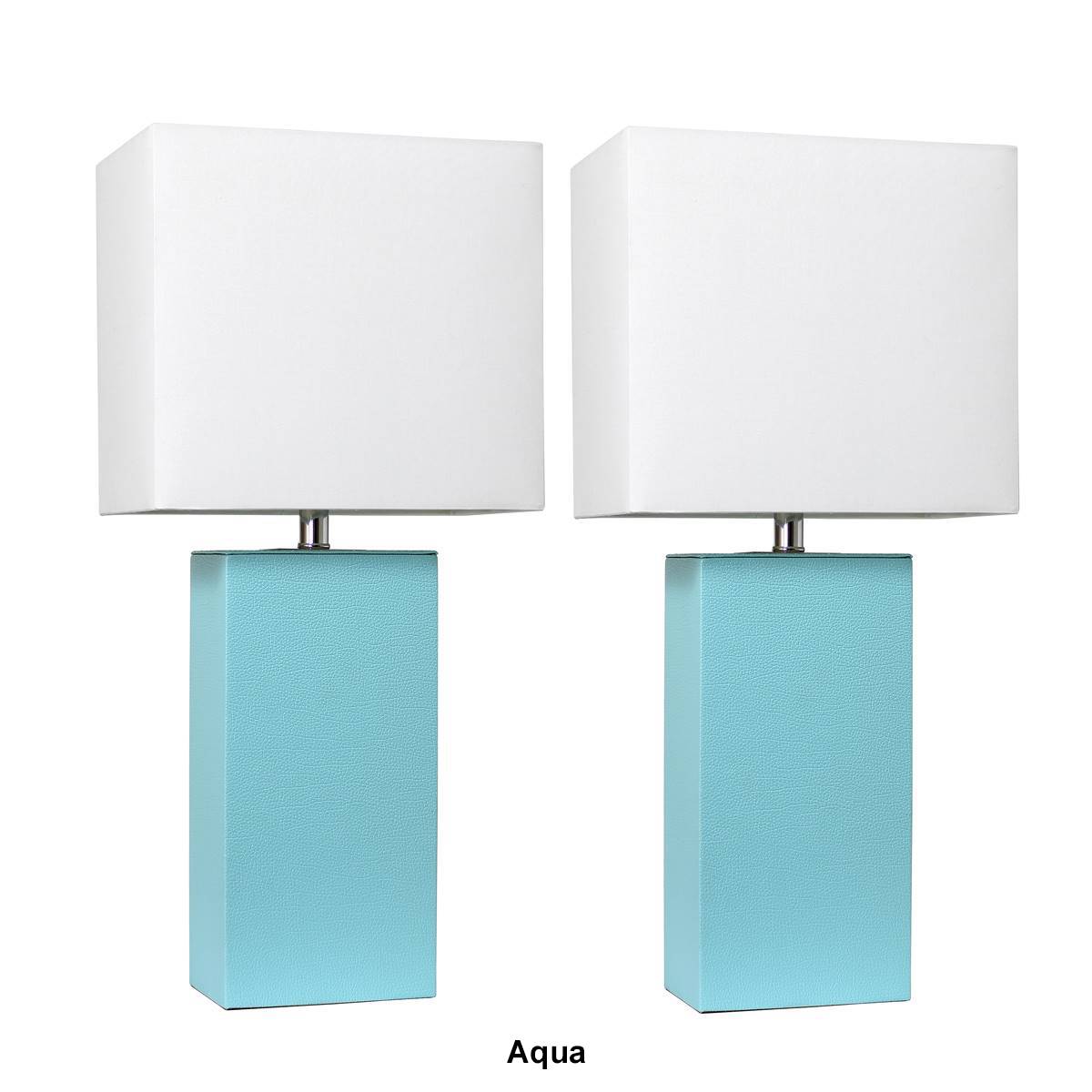 Elegant Designs(tm) Modern Leather Table Lamps - Set Of 2