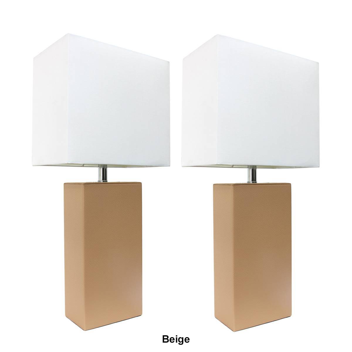 Elegant Designs(tm) Modern Leather Table Lamps - Set Of 2