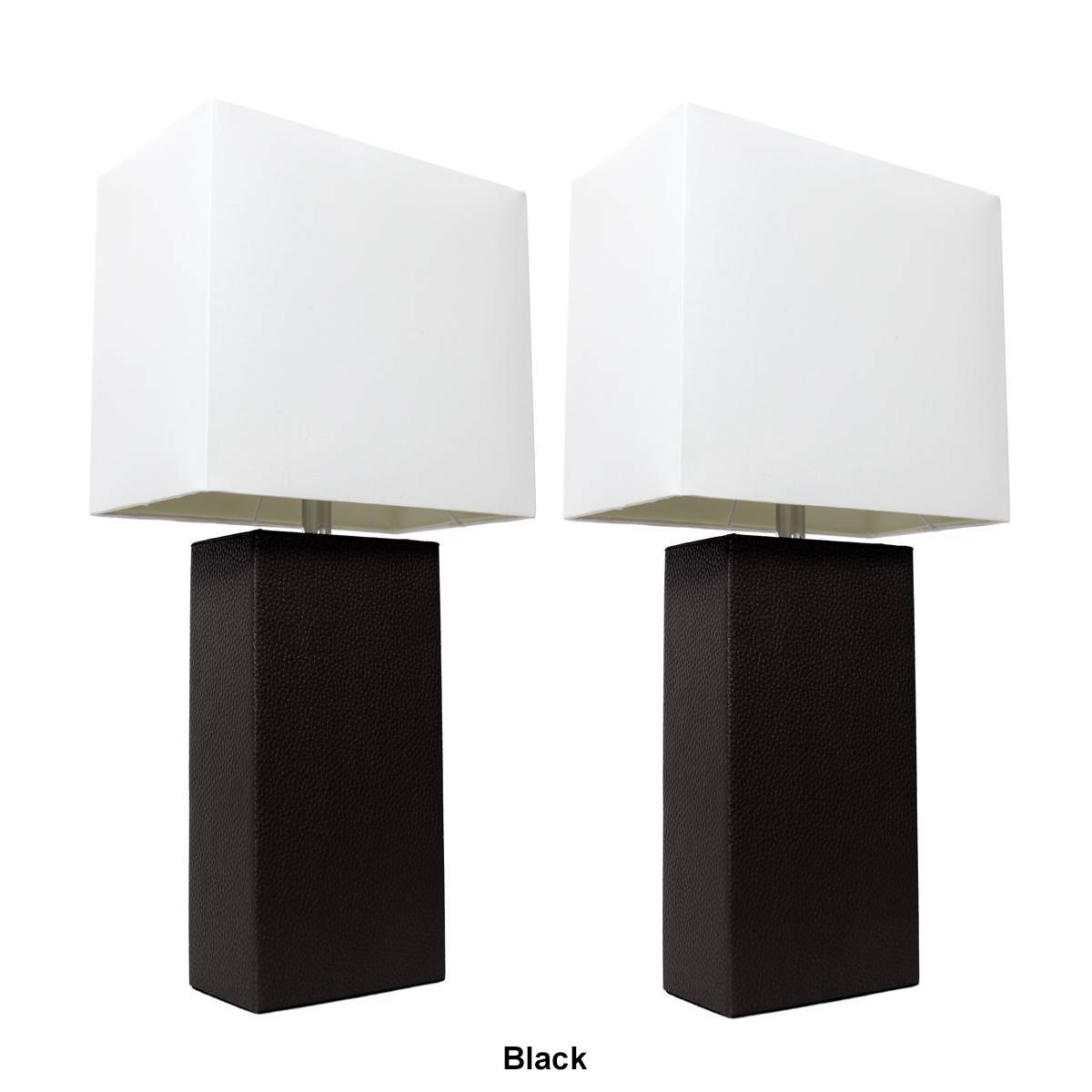 Elegant Designs(tm) Modern Leather Table Lamps - Set Of 2