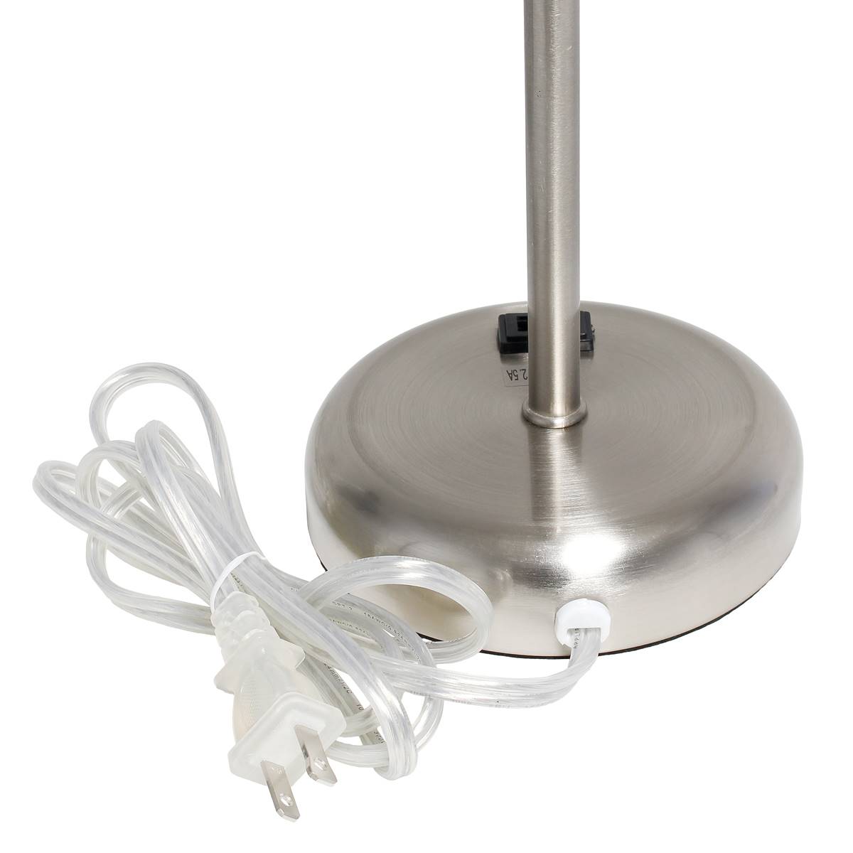 LimeLights Brush Steel/Grey Stick Lamp W/Charging Outlet-Set Of 2
