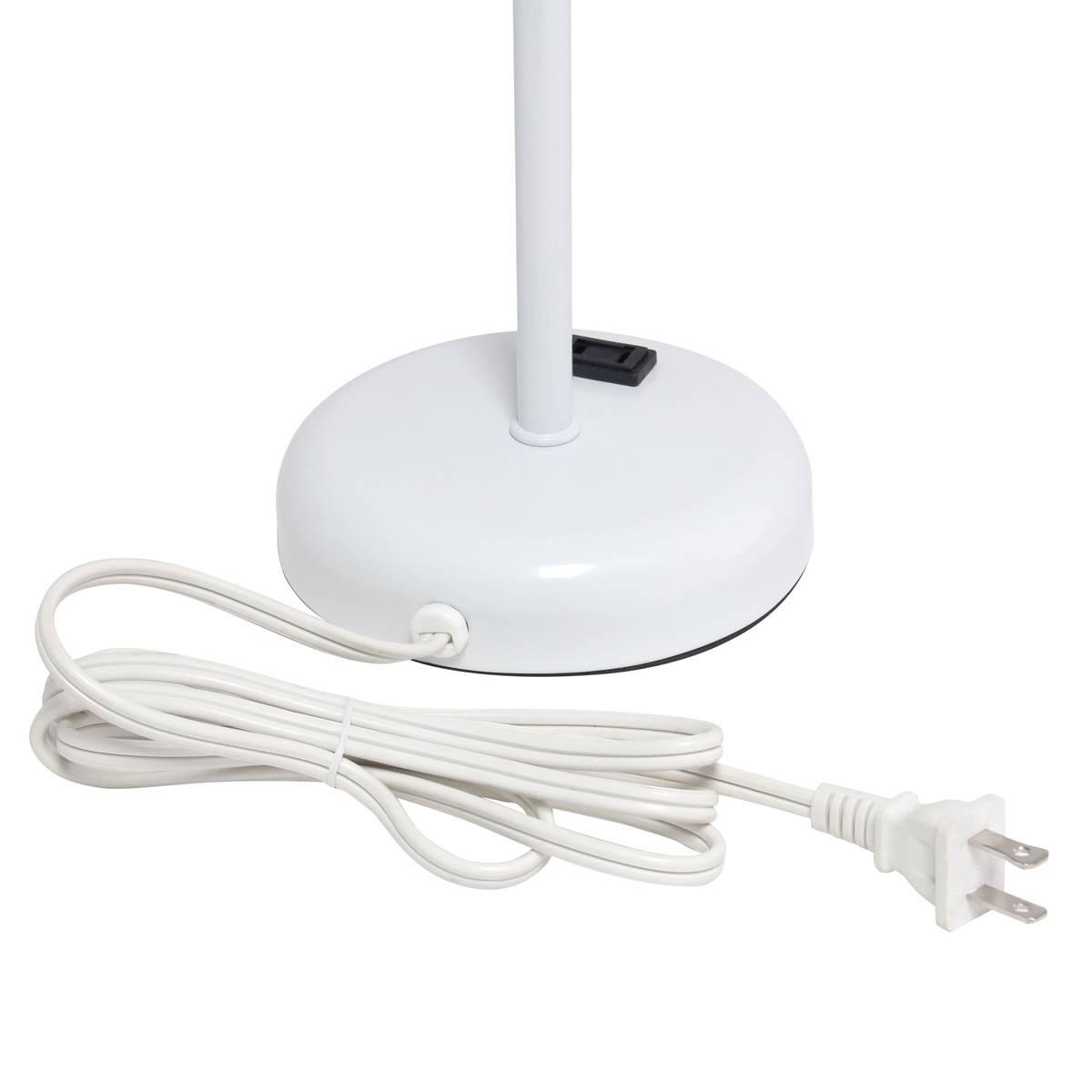 LimeLights White Stick Lamp WCharging Outlet/White Shade-Set Of 2