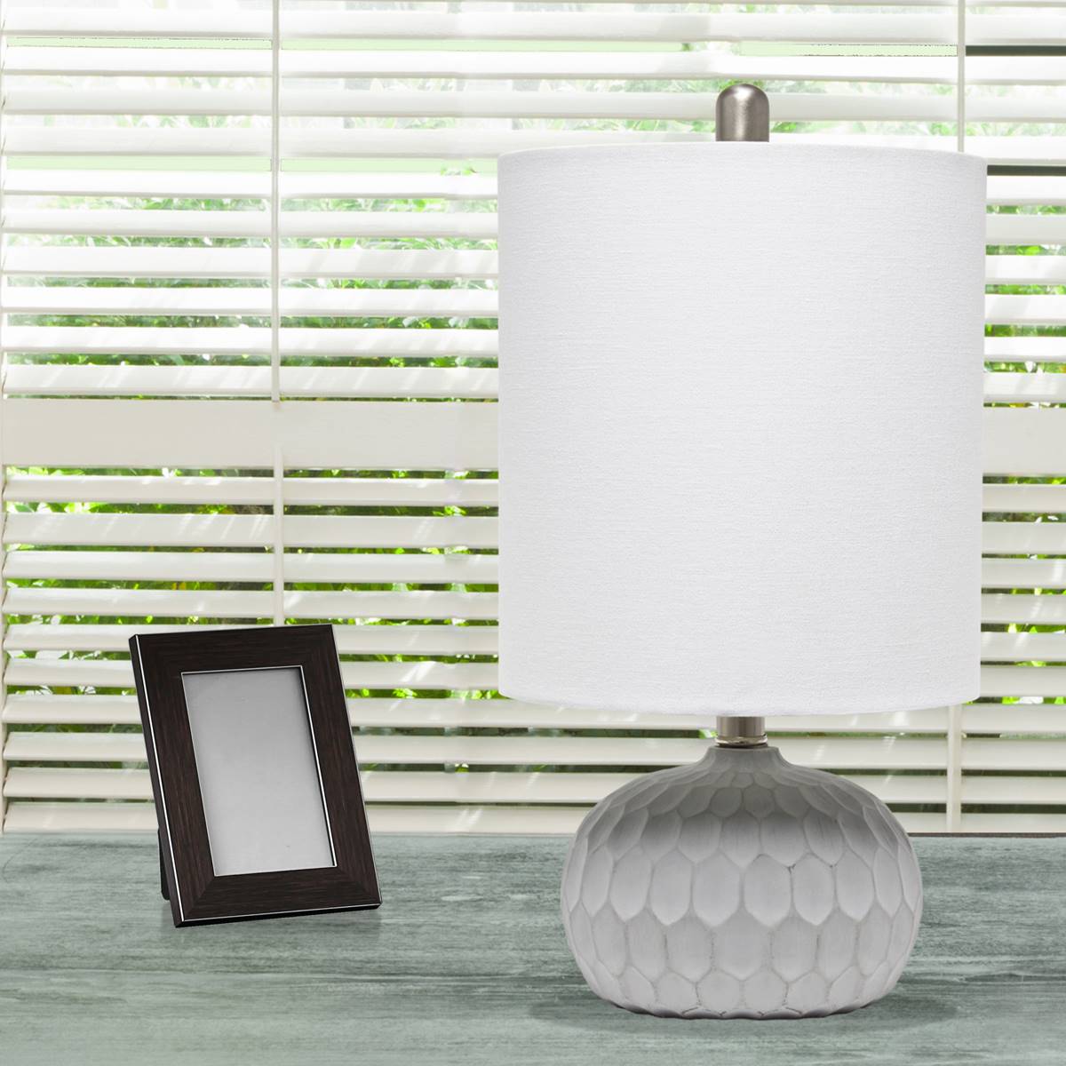 Lalia Home Organix Concrete Thumbprint Table Lamp W/Fabric Shade