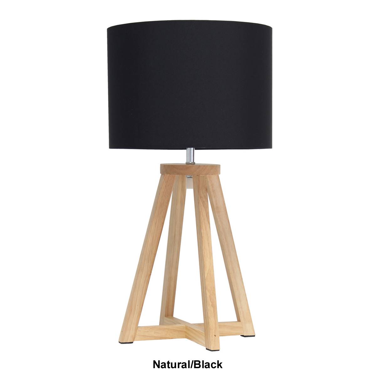 Simple Designs Interlock Triangular Wood Fabric Shade Table Lamp