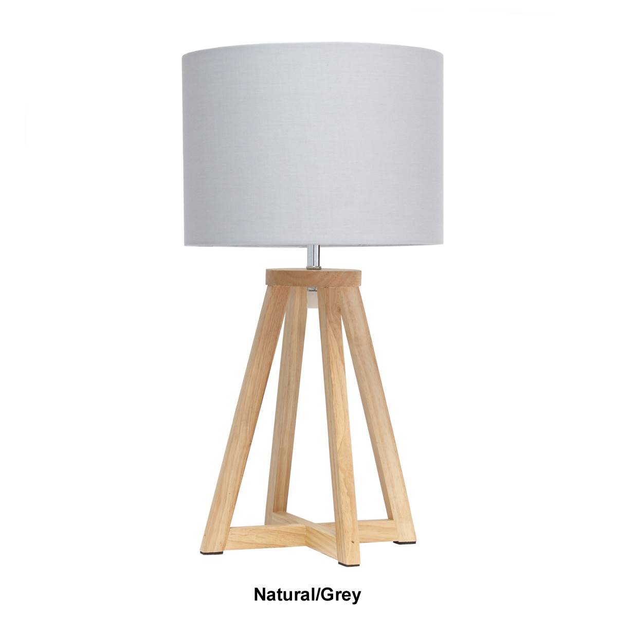 Simple Designs Interlock Triangular Wood Fabric Shade Table Lamp