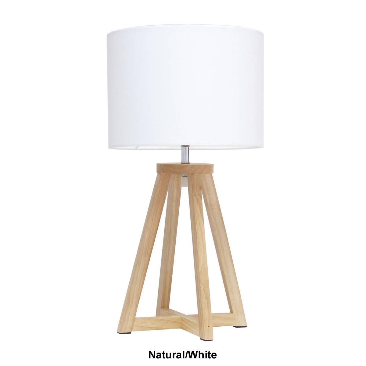 Simple Designs Interlock Triangular Wood Fabric Shade Table Lamp