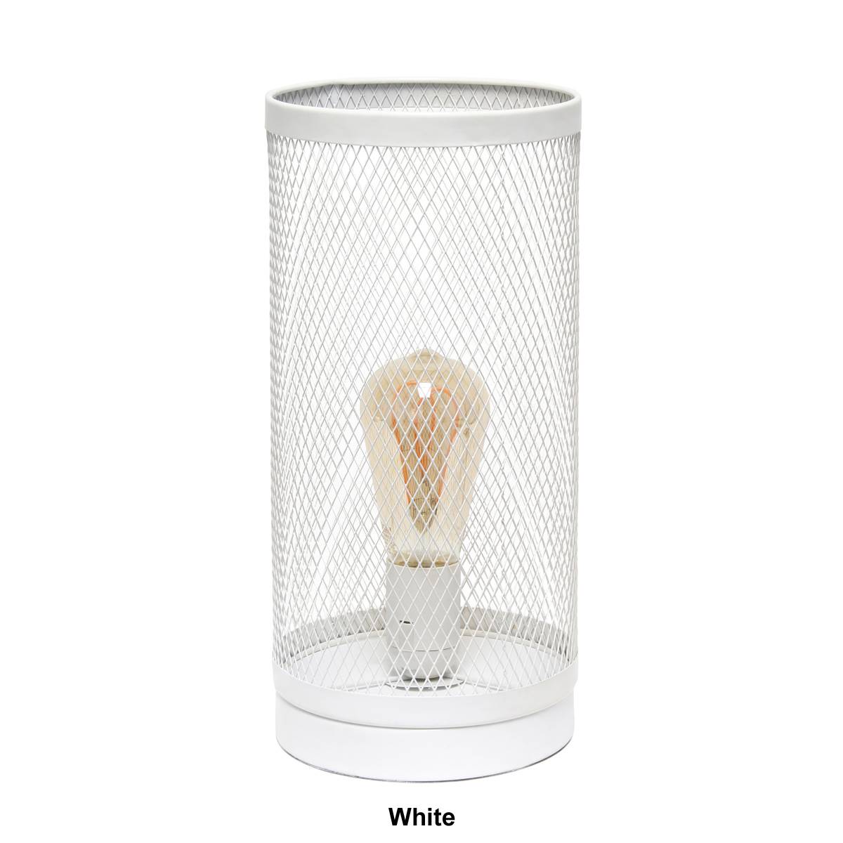 Simple Designs Cylindrical Steel Table Lamp W/Mesh Shade