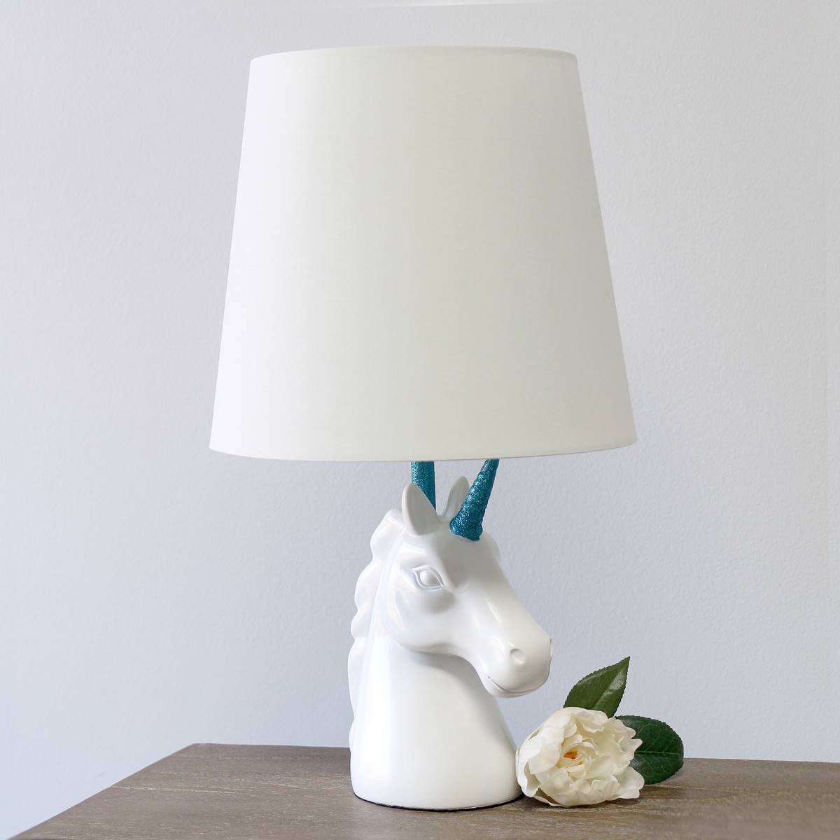 Simple Designs Sparkling Unicorn Table Lamp W/Shade