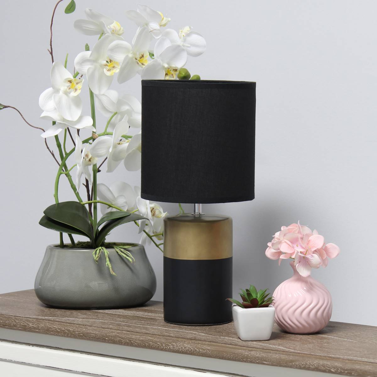 Simple Designs 2-Toned Basics Table Lamp W/Drum Shade