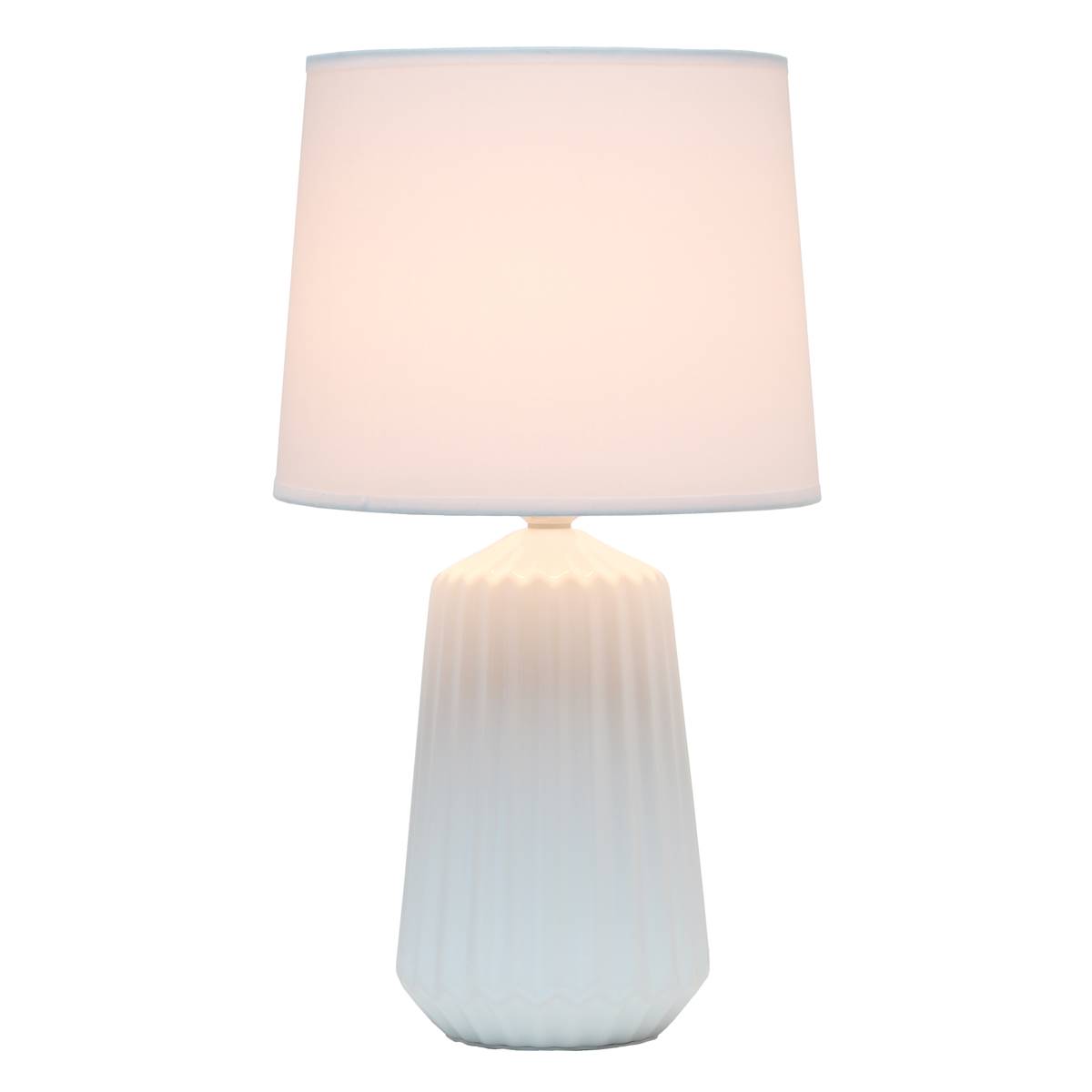 Simple Designs Off White Ceramic Pleated Base Table Lamp W/Shade