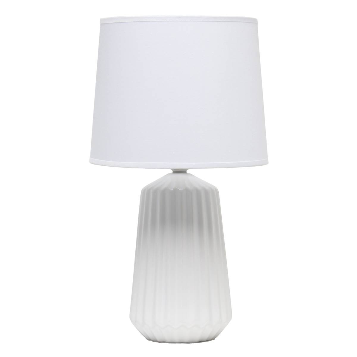 Simple Designs Off White Ceramic Pleated Base Table Lamp W/Shade