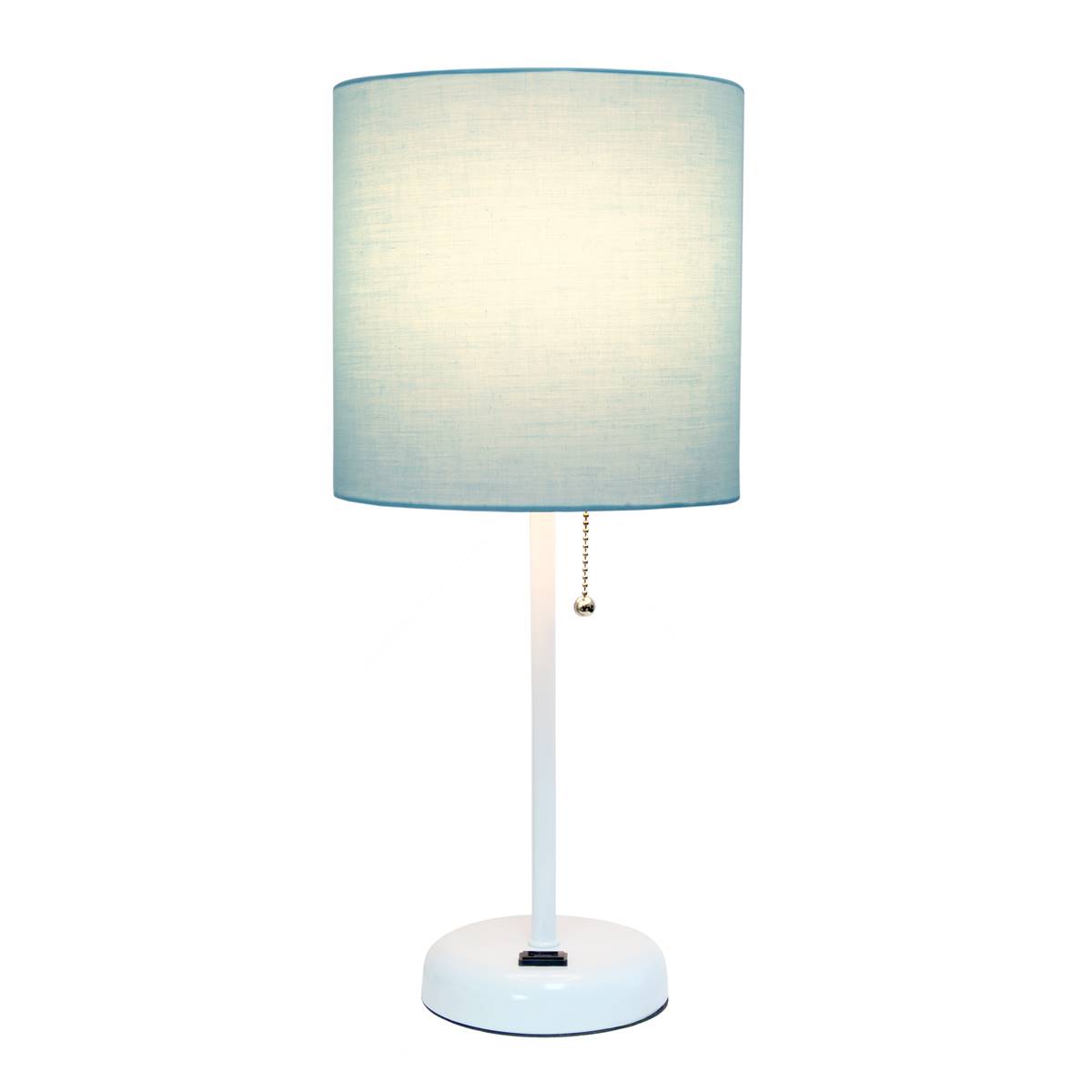 LimeLights Stick Lamp W/Charging Outlet & Fabric Shade