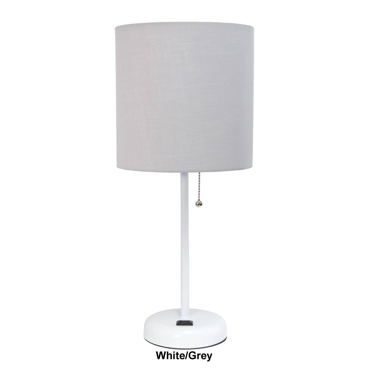 LimeLights Stick Lamp W/Charging Outlet & Fabric Shade