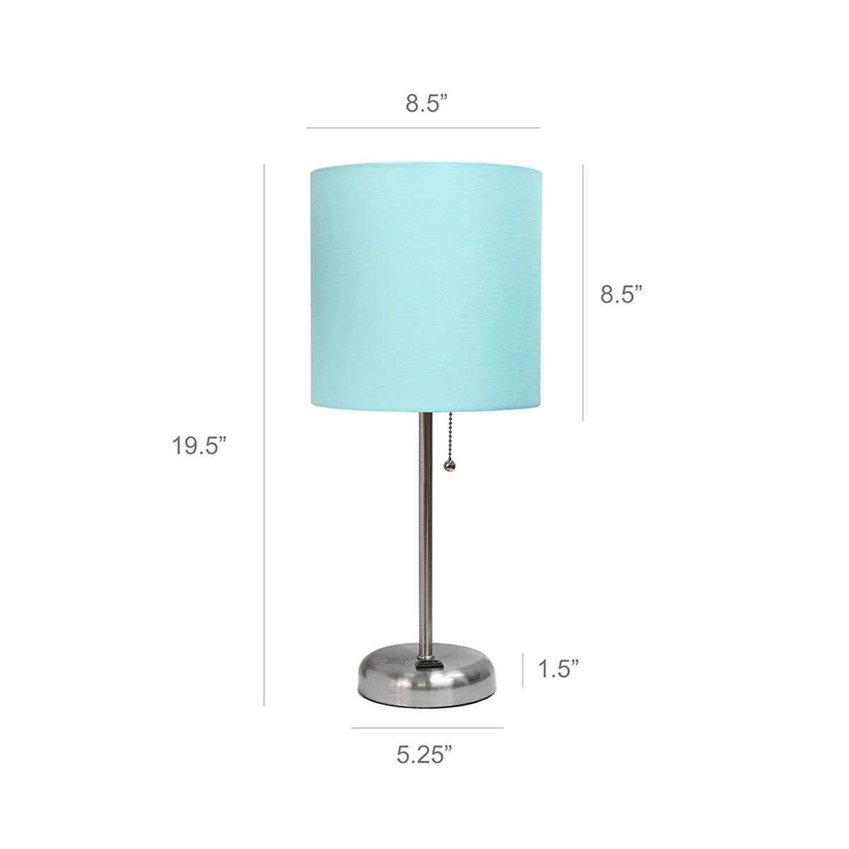 LimeLights White Stick Lamp W/Charging Outlet & Fabric Shade