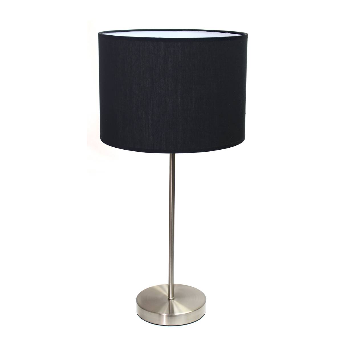 Simple Designs Brushed Nickel Stick Lamp W/Fabric Drum Shade