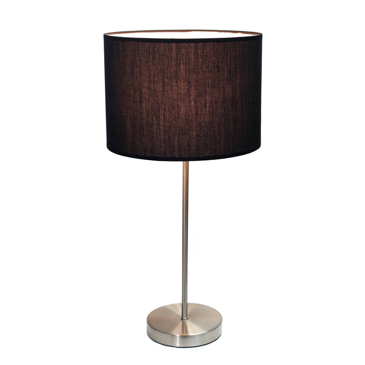 Simple Designs Brushed Nickel Stick Lamp W/Fabric Drum Shade