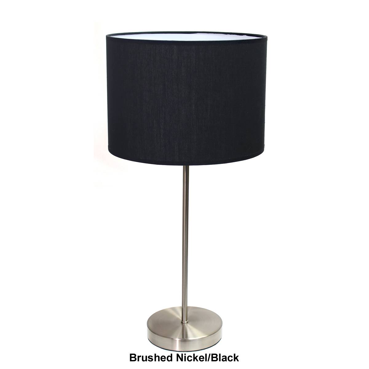 Simple Designs Brushed Nickel Stick Lamp W/Fabric Drum Shade