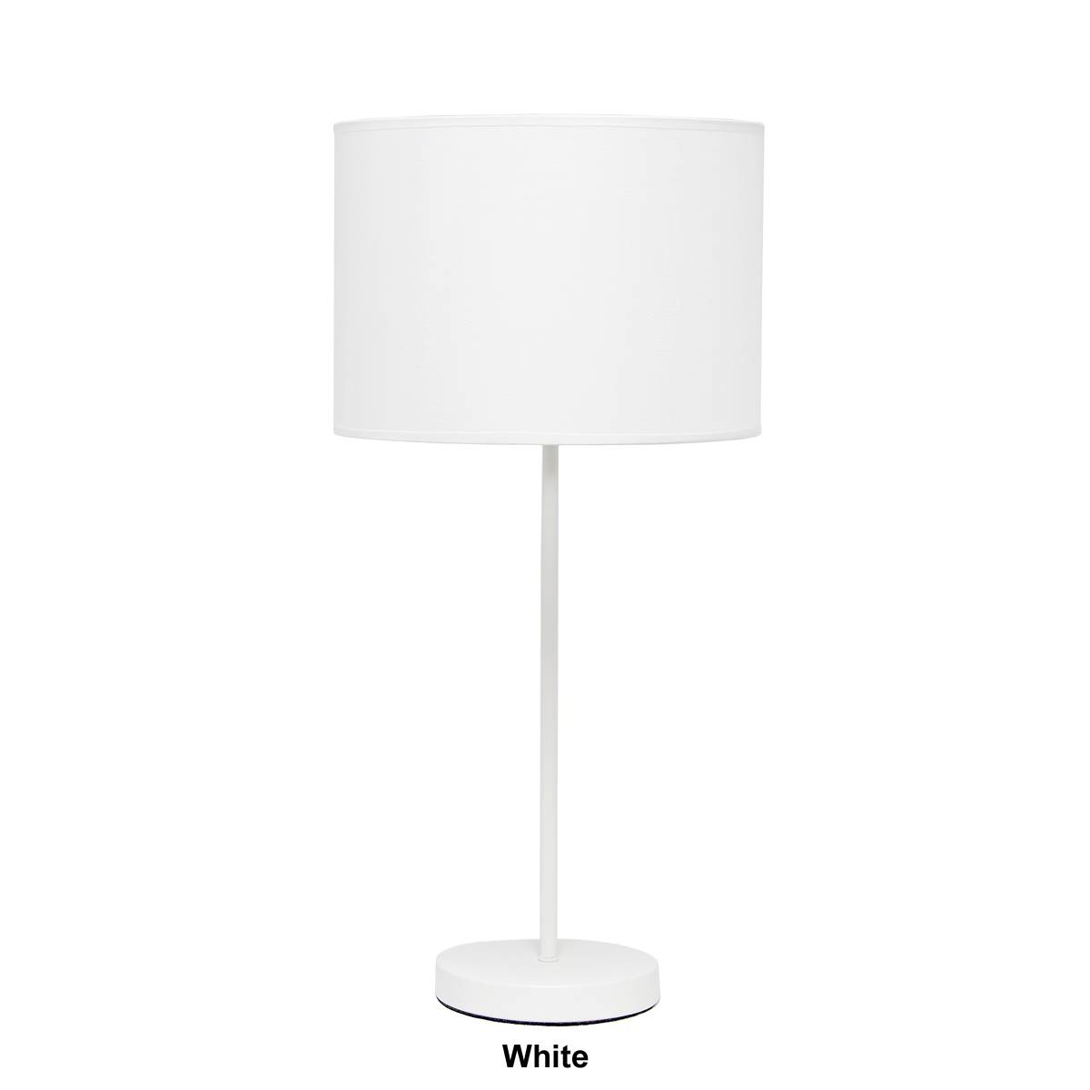 Simple Designs Stick Lamp W/White Fabric Drum Shade