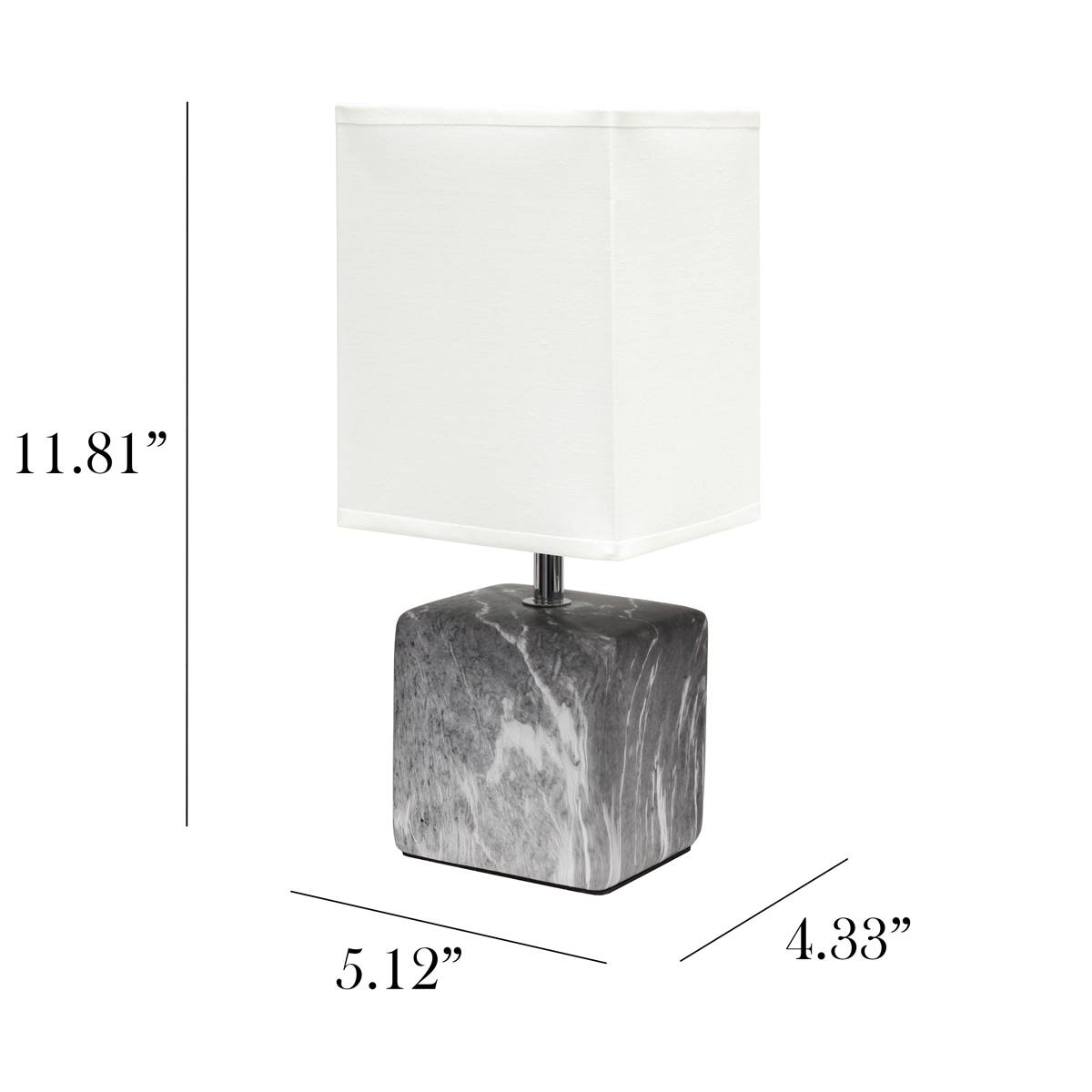 Simple Designs Petite Marbled Ceramic Table Lamp W/Fabric Shade