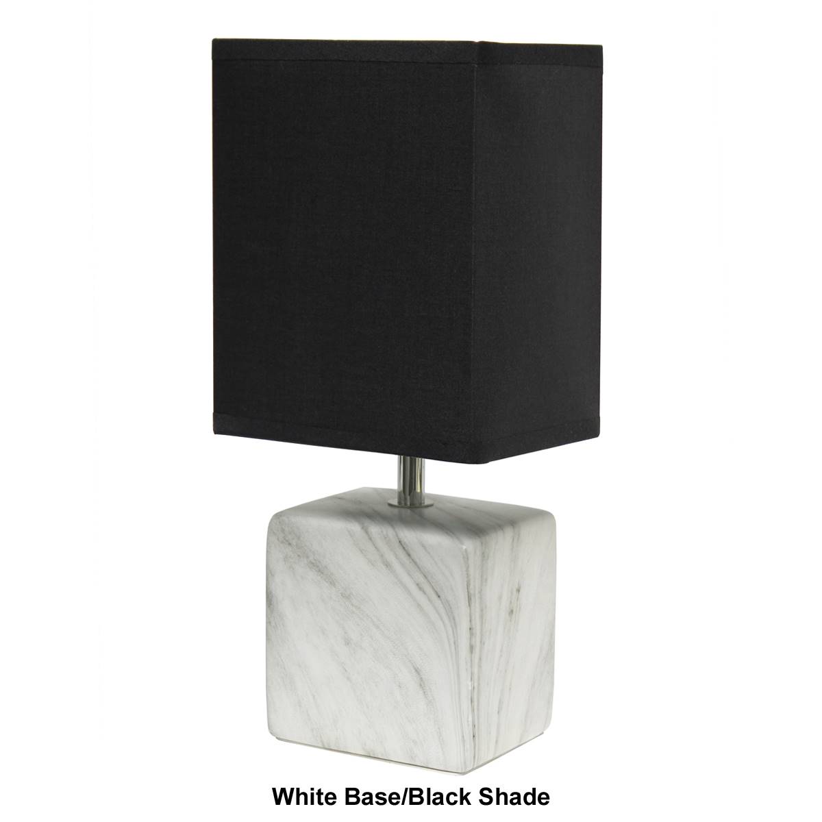 Simple Designs Petite Marbled Ceramic Table Lamp W/Fabric Shade