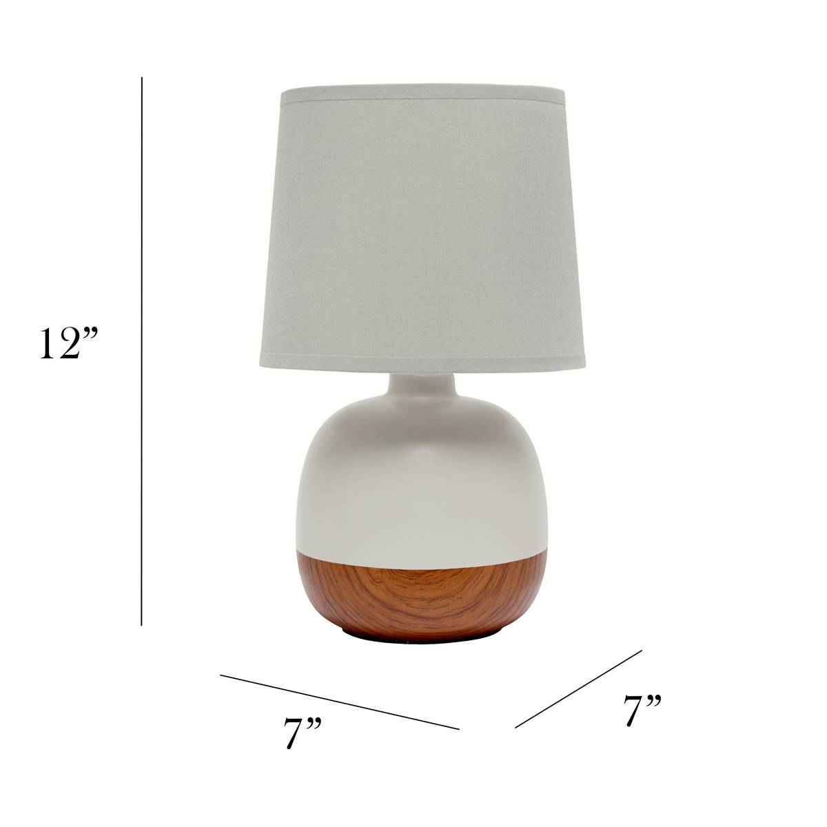 Simple Designs Petite Mid Century Ceramic & Wood Base Table Lamp