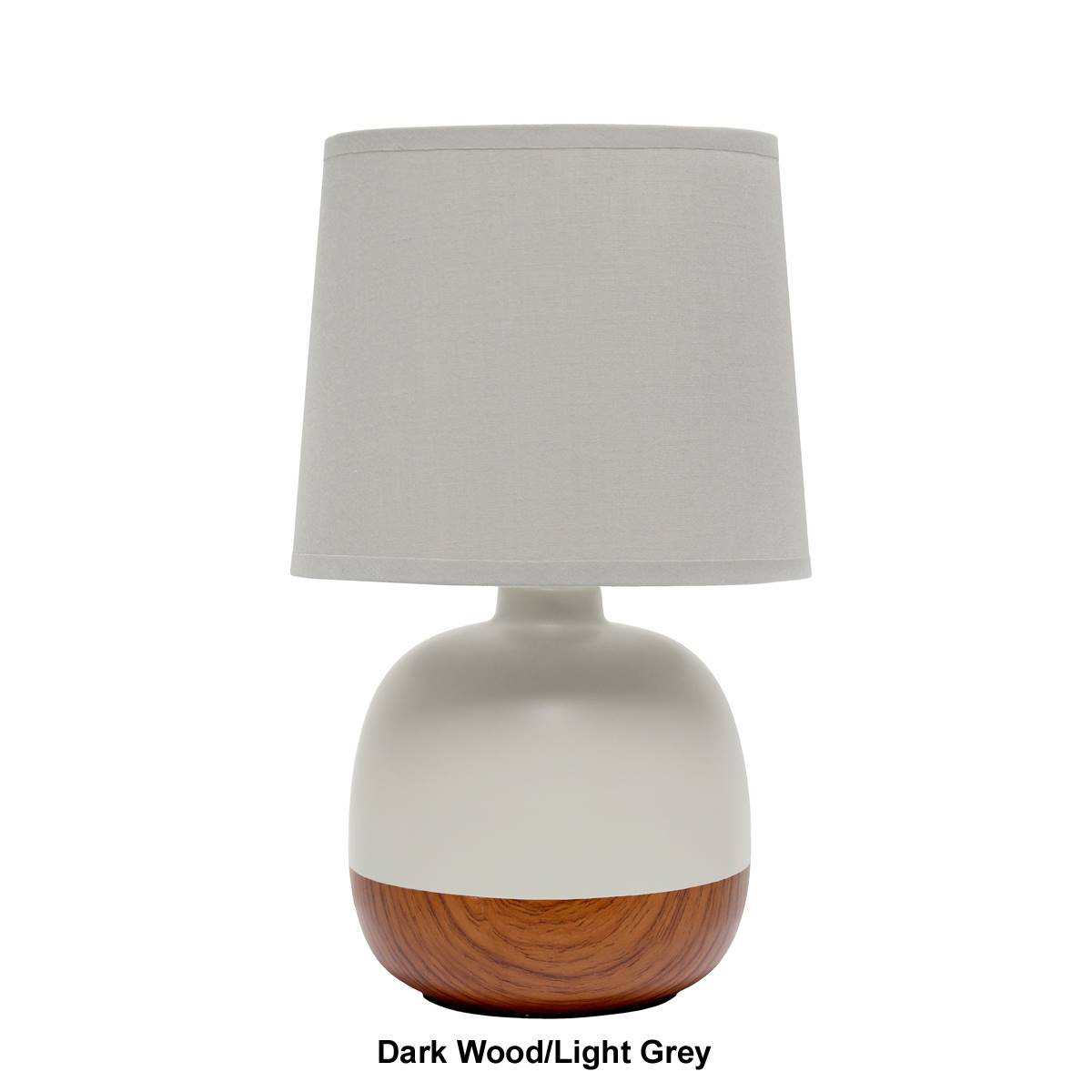 Simple Designs Petite Mid Century Ceramic & Wood Base Table Lamp