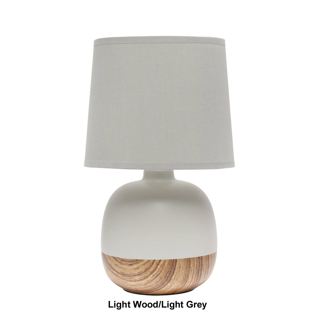 Simple Designs Petite Mid Century Ceramic & Wood Base Table Lamp