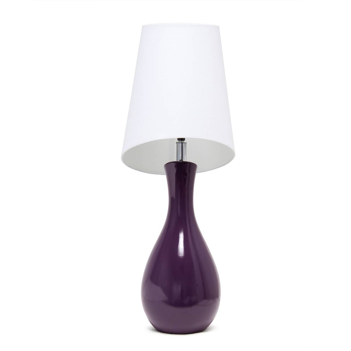 Elegant Designs Curved Purple Ceramic Table Lamp W/Shade