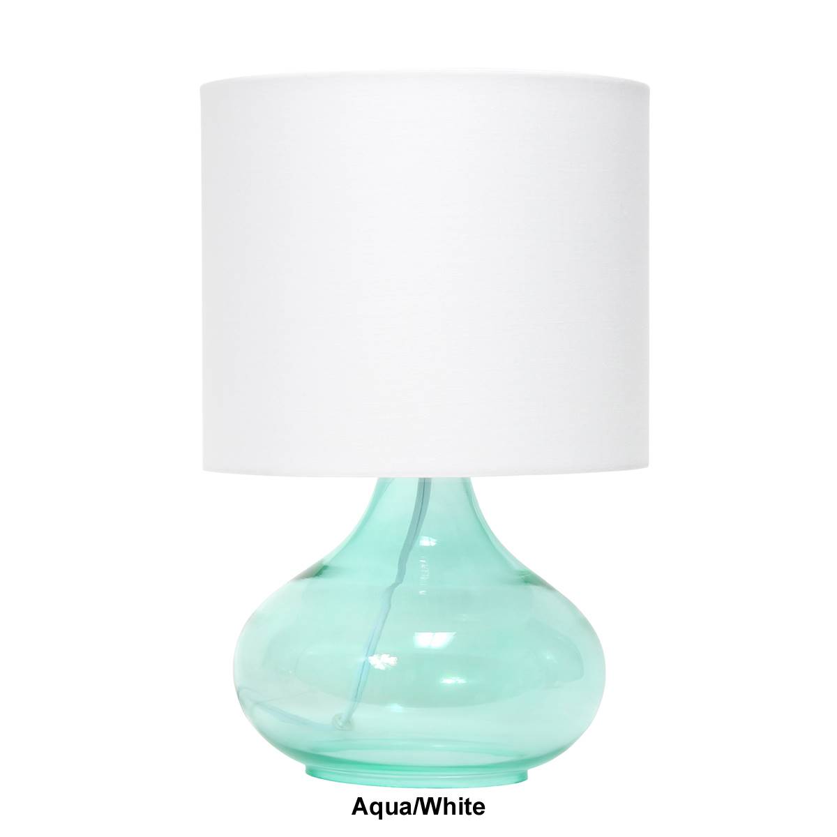 Simple Designs Glass Raindrop Shape Table Lamp W/Fabric Shade