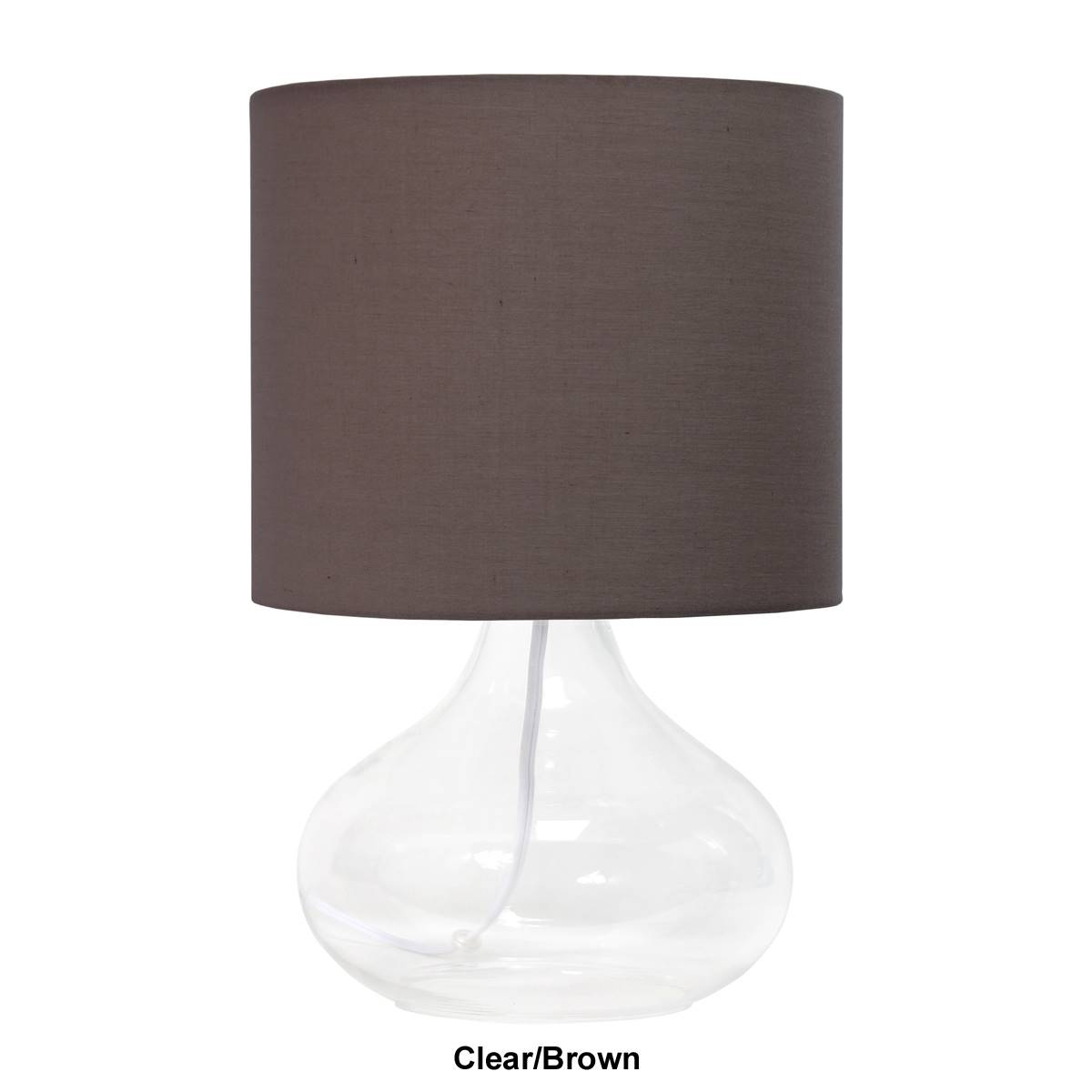 Simple Designs Glass Raindrop Shape Table Lamp W/Fabric Shade