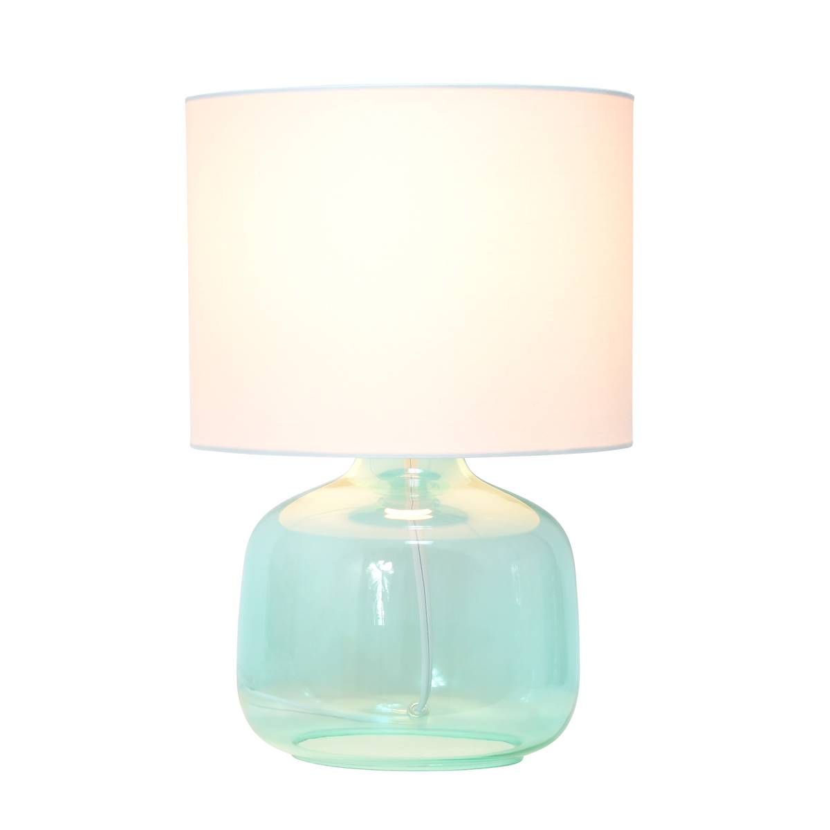 Simple Designs Glass Jar-Shaped Table Lamp W/Fabric Shade