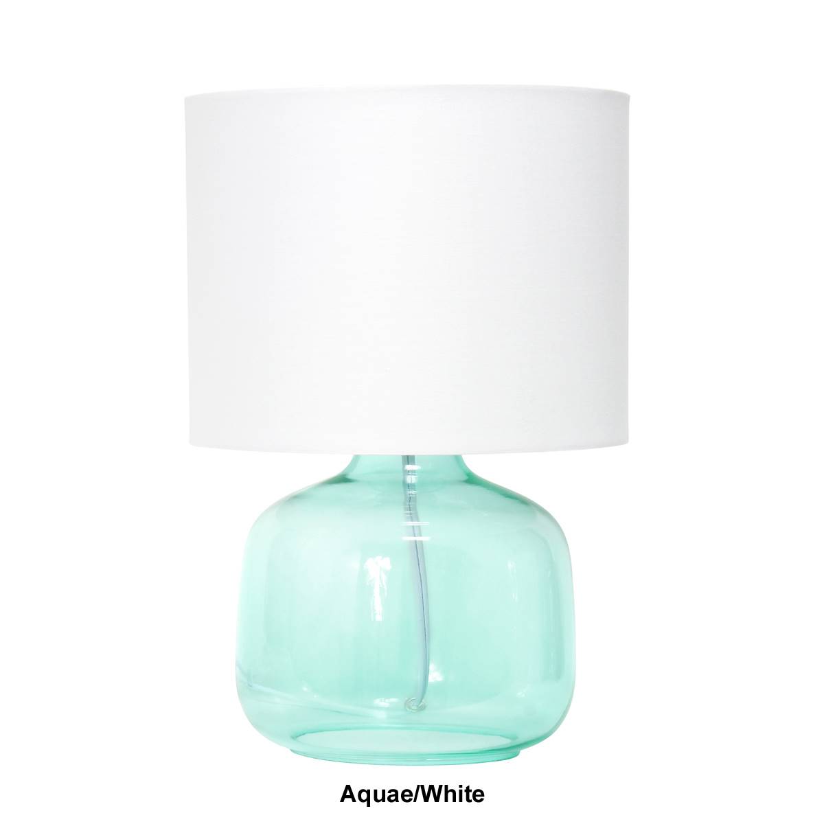 Simple Designs Glass Jar-Shaped Table Lamp W/Fabric Shade