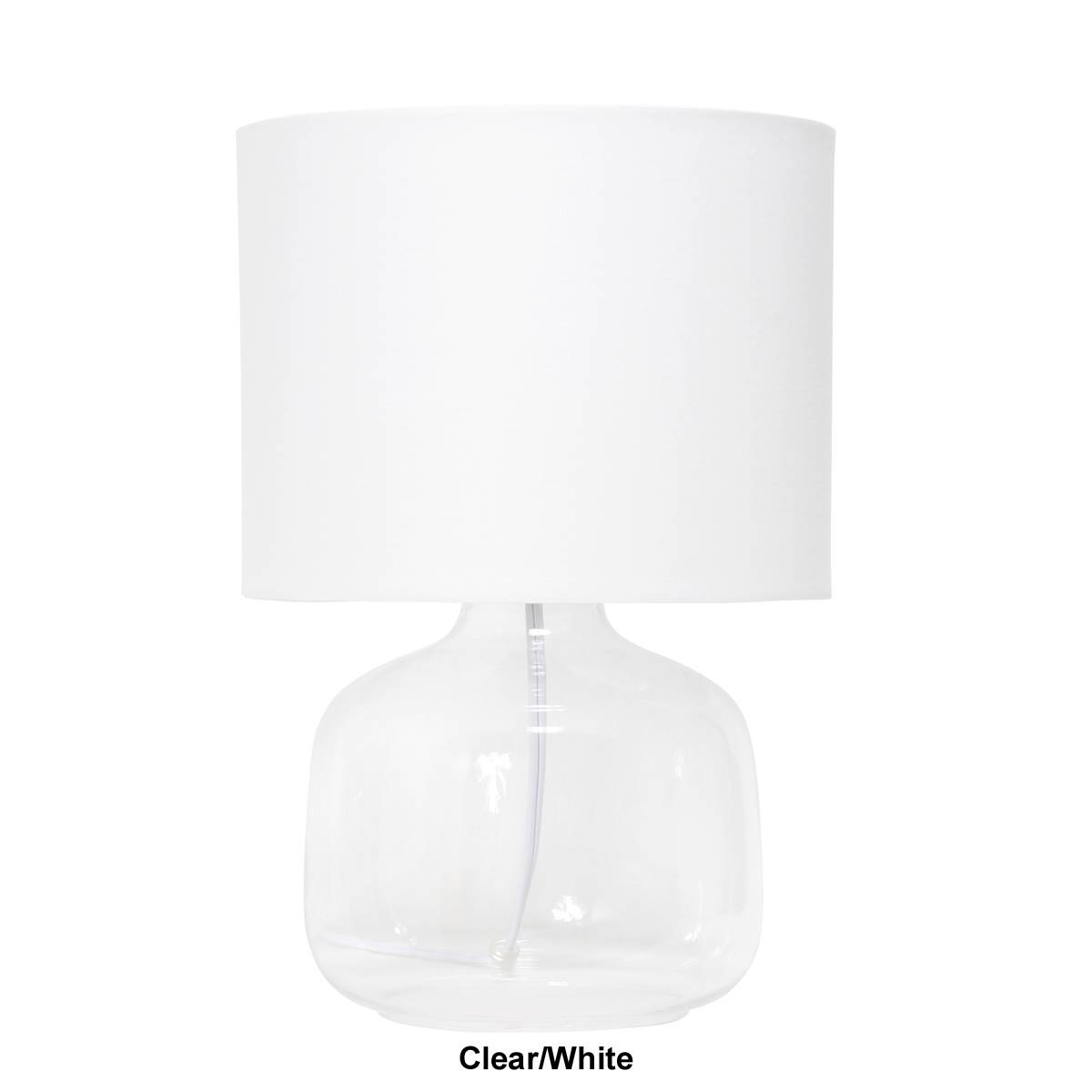 Simple Designs Glass Jar-Shaped Table Lamp W/Fabric Shade