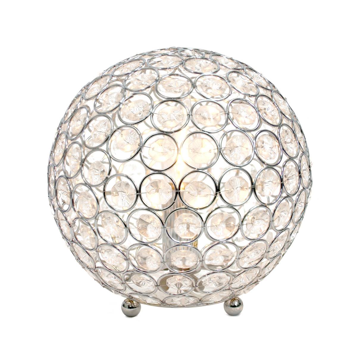 Lalia Home Elipse Medium 8in. Metal Crystal Round Orb Table Lamp