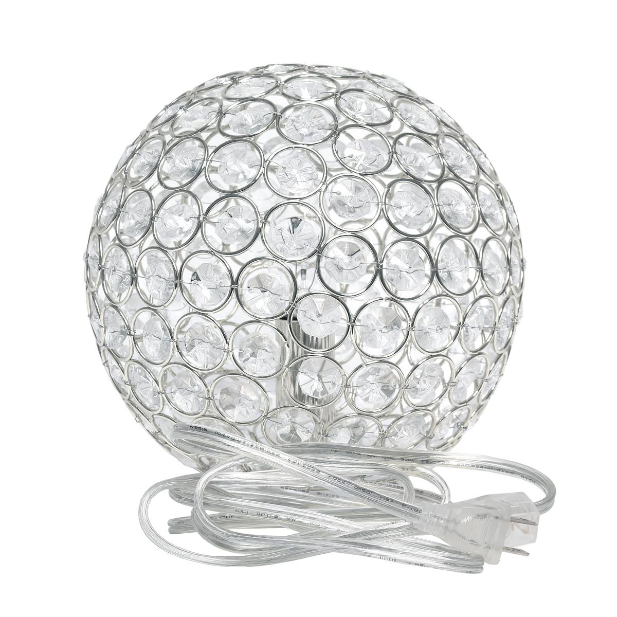 Lalia Home Elipse Medium 8in. Metal Crystal Round Orb Table Lamp