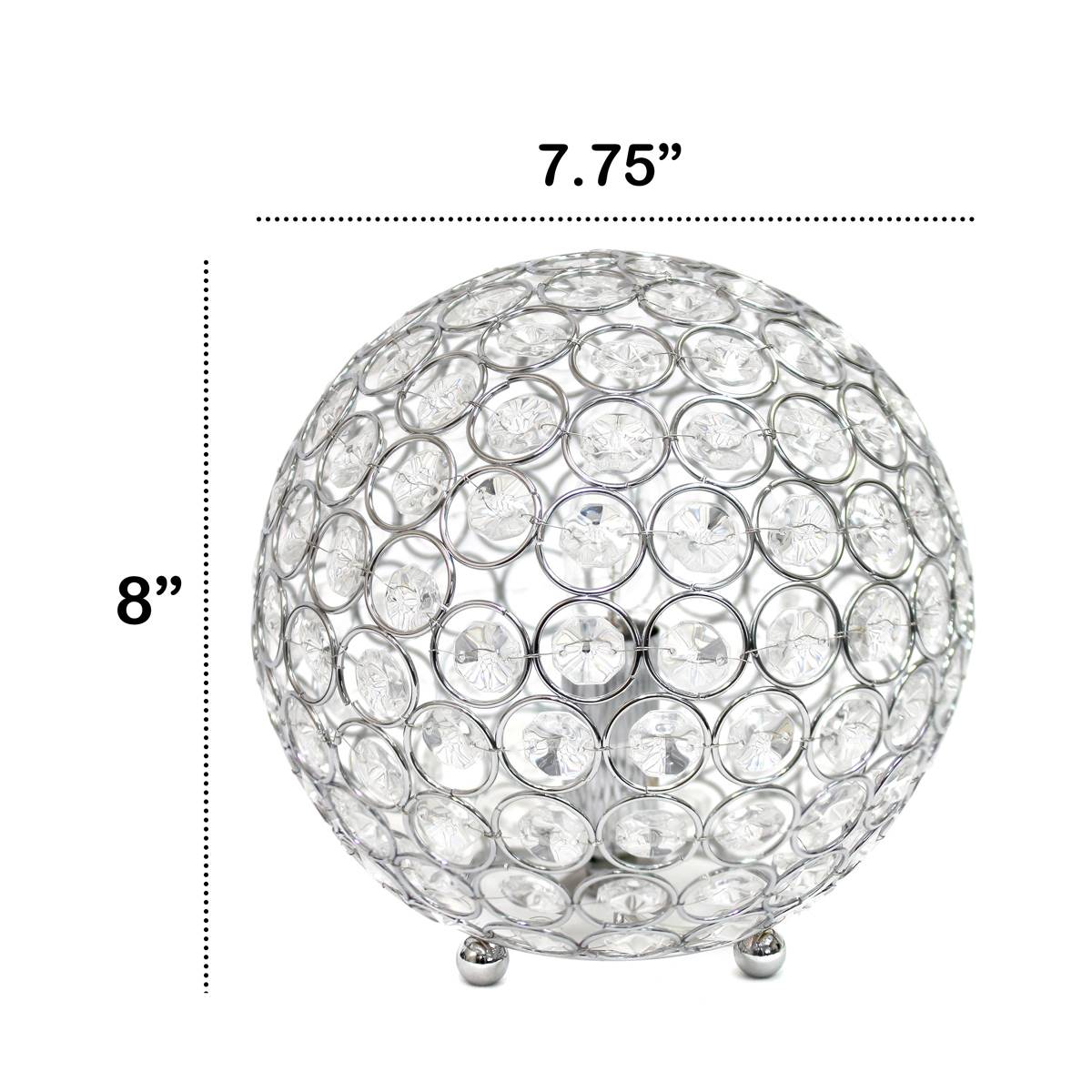 Lalia Home Elipse Medium 8in. Metal Crystal Round Orb Table Lamp