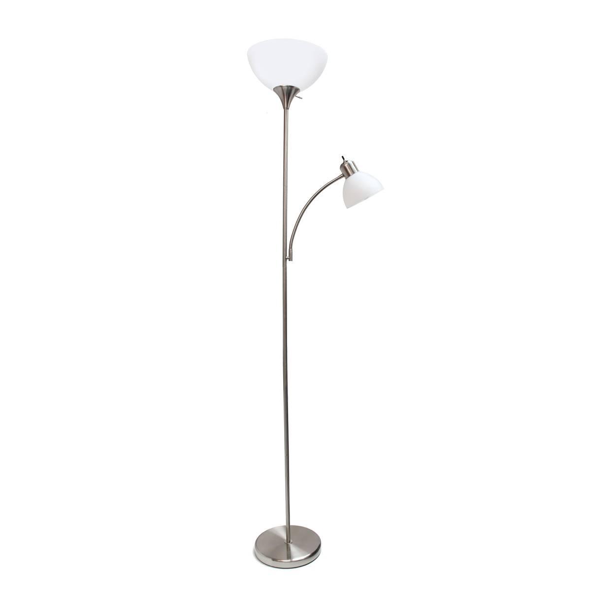 Simple Designs Brushed Nickel Floor Lamp With Reading Light