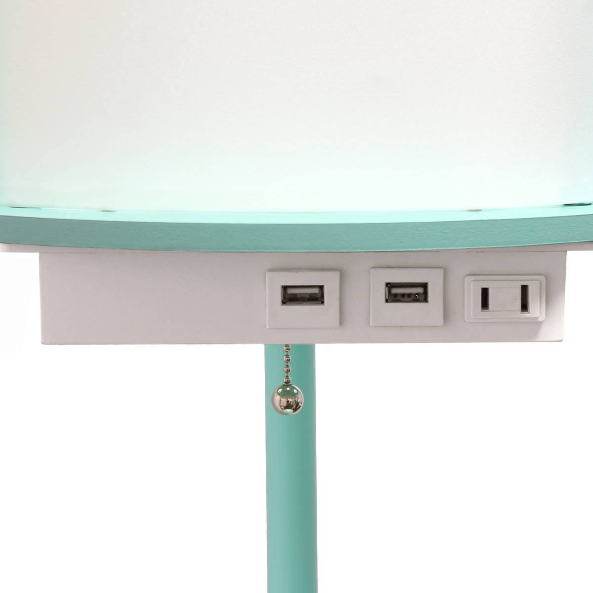 Simple Designs Round Modern Shelf USB Port Organizer Floor Lamp