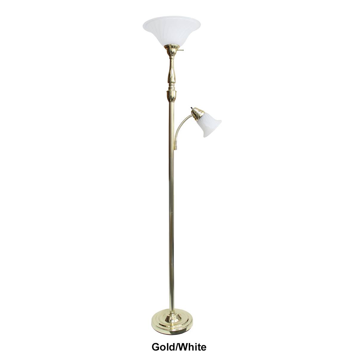 Lalia Home Reading Light/Marble Glass Shade Torchiere Floor Lamp