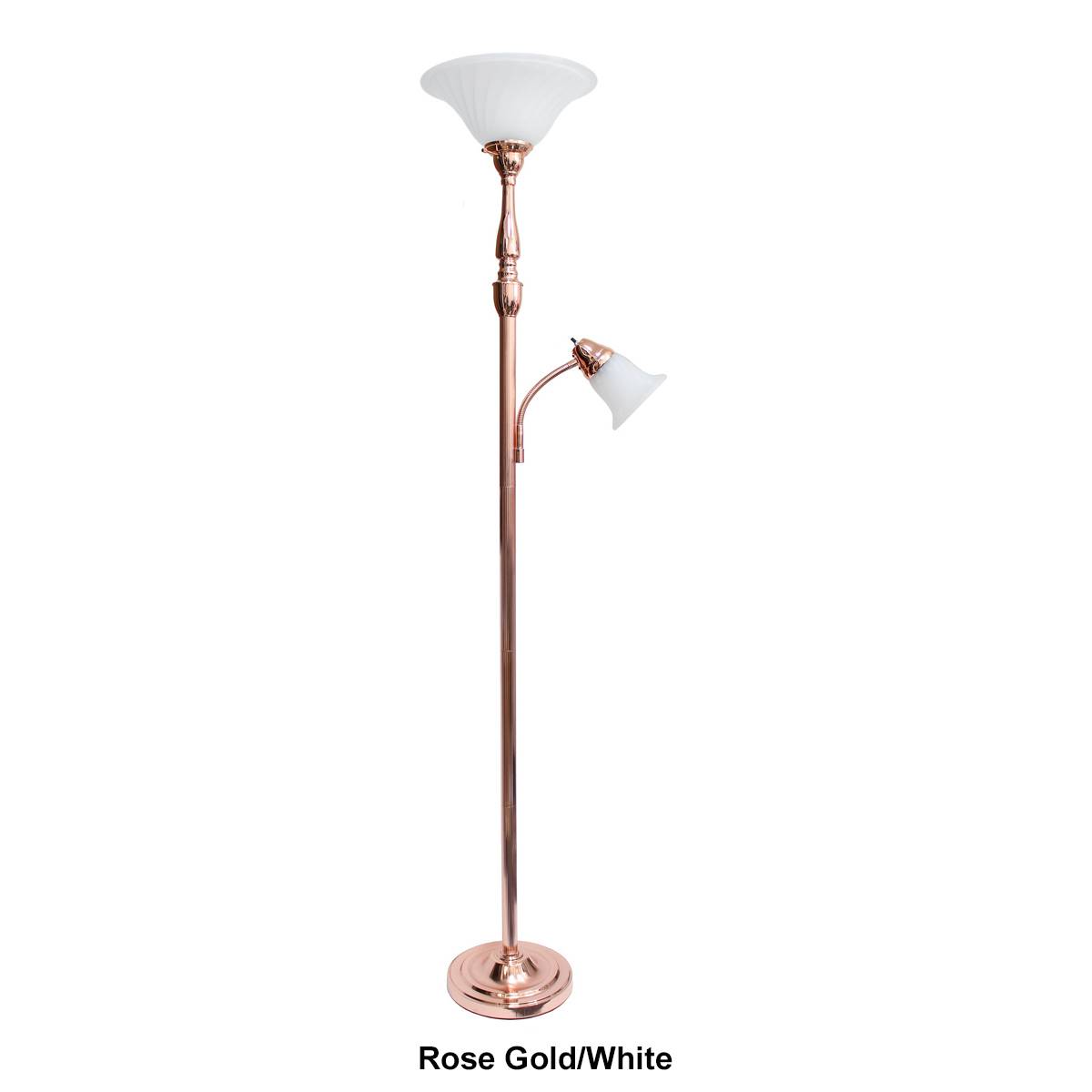 Lalia Home Reading Light/Marble Glass Shade Torchiere Floor Lamp
