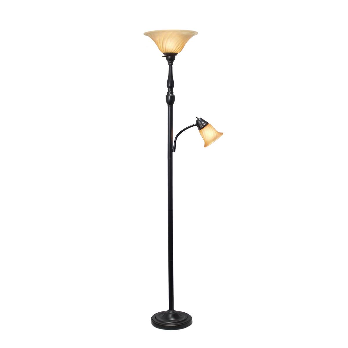 Lalia Home Reading Light/Marble Glass Shades Torchiere Floor Lamp