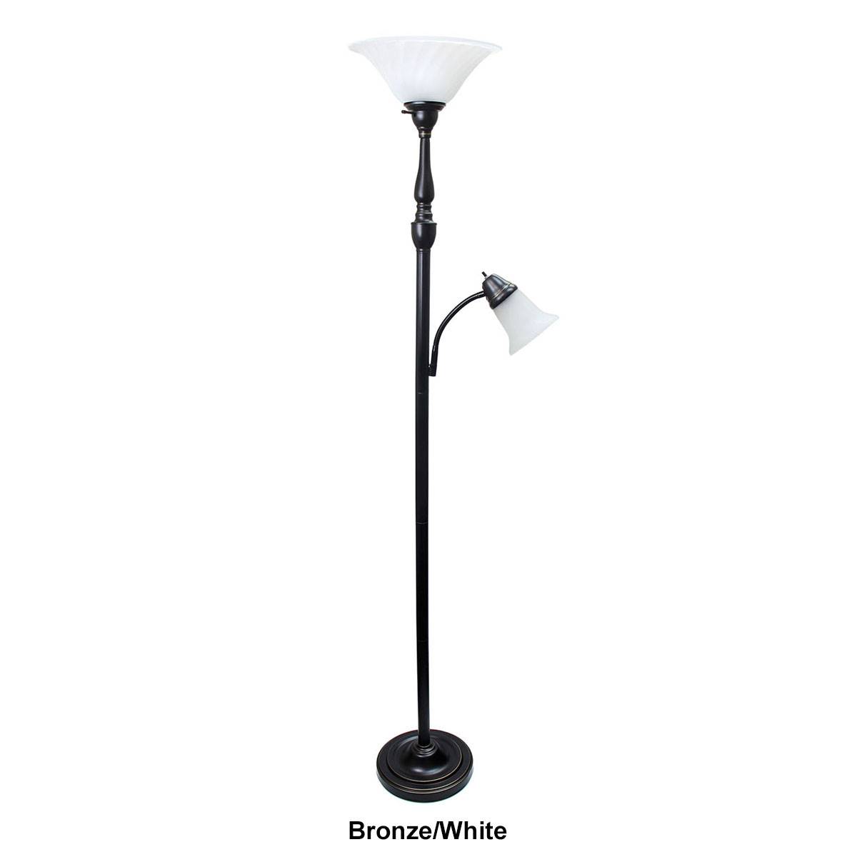 Lalia Home Reading Light/Marble Glass Shades Torchiere Floor Lamp