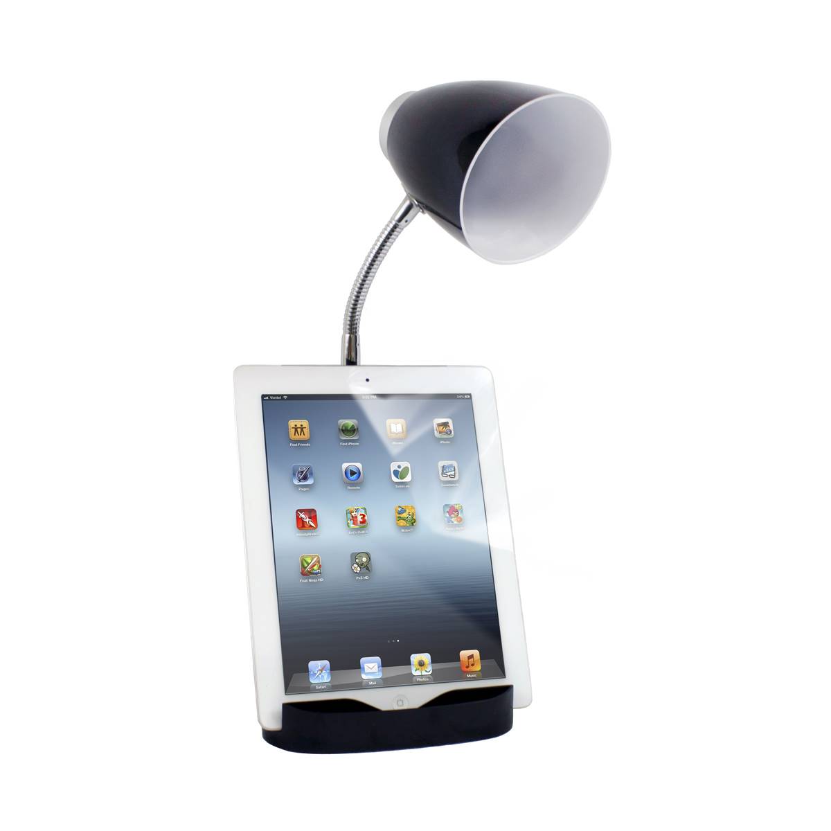 LimeLights Gooseneck Organizer IPad Tablet Stand Desk Lamp