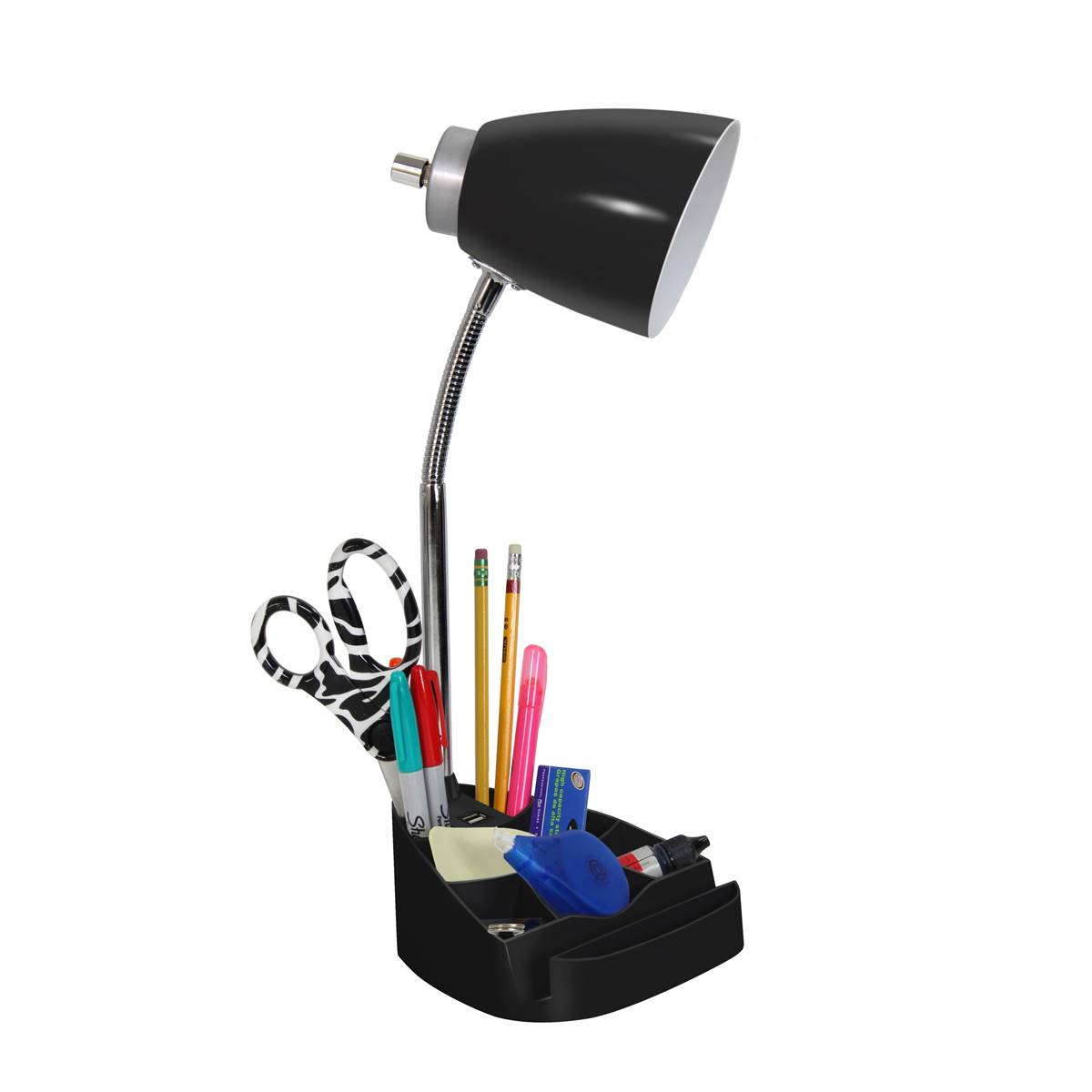 LimeLights Gooseneck USB Port Organizer Desk Lamp